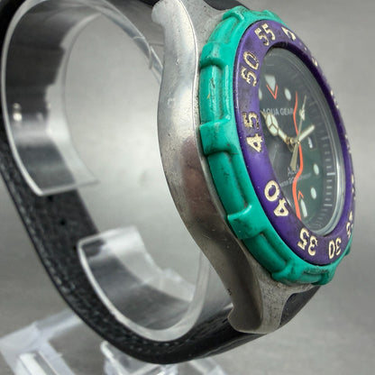 Seiko ALBA Aqua Gear Dive Watch 37mm Black&Green Dial Silver Tone Date New batt3