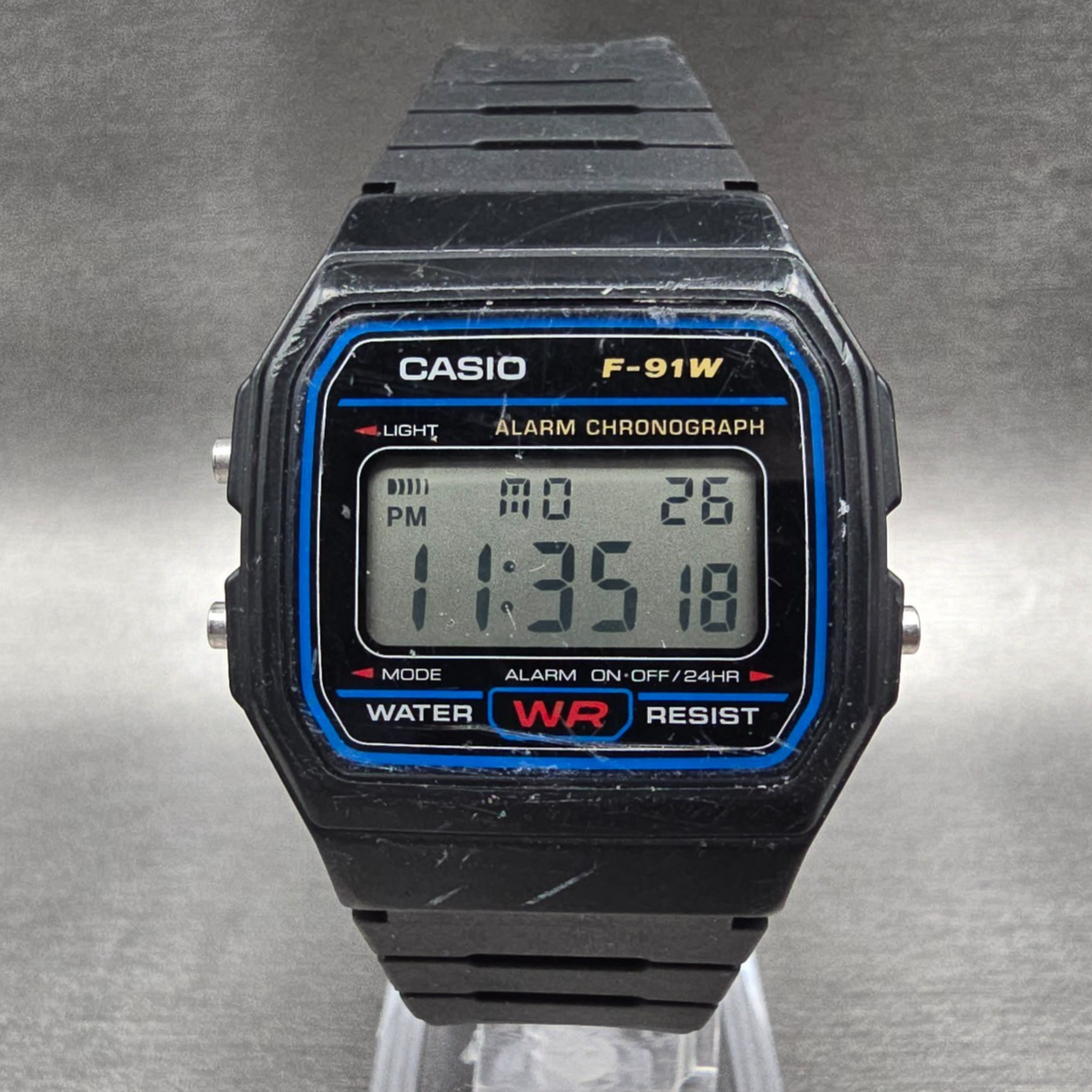 Casio F-91W Digital Watch Men Black Dial Black Tone Chrono Alarm New Battery0