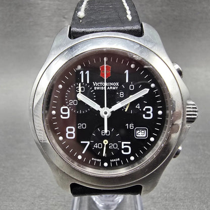 Victorinox Swiss Army Chronograph Watch Men 40mm Black Dial Steel READ!!! NewBat0