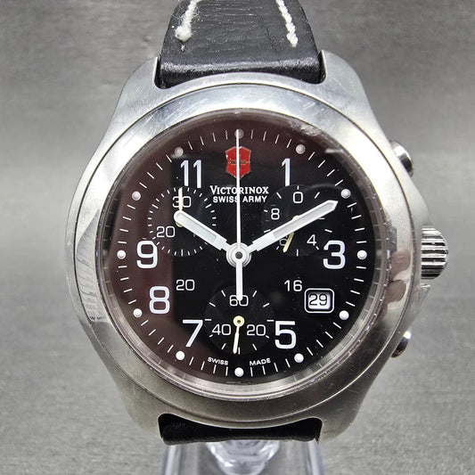 Victorinox Swiss Army Chronograph Watch Men 40mm Black Dial Steel READ!!! NewBat0