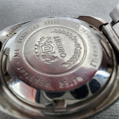 Orient Automatic Watch Men 37mm White Dial Silver Tone Daydate TI 4697168C Runs9