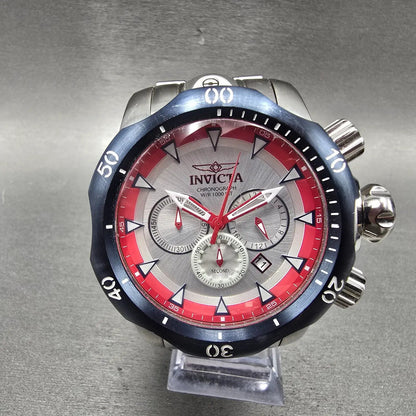 Invicta Venom Chronograph Watch Men 54mm Silver Dial Steel Date 25045 New Batt0