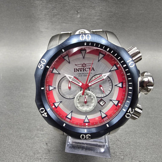 Invicta Venom Chronograph Watch Men 54mm Silver Dial Steel Date 25045 New Batt0