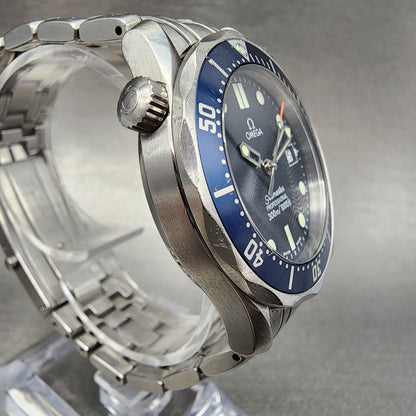 Omega Seamaster 196.1522 Diver 300 Watch Men 37.5mm Blue Dial Stainless Steel Date Blue Bezel